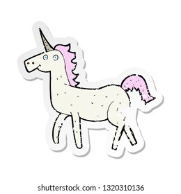 retro distressed sticker of a cartoon unicorn