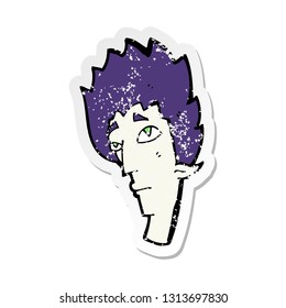 retro distressed sticker of a cartoon vampire head