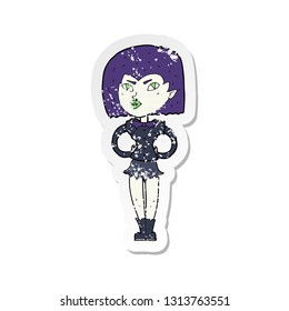 retro distressed sticker of a cartoon vampire girl