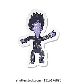 retro distressed sticker of a cartoon vampire