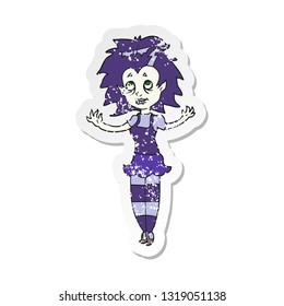 retro distressed sticker of a cartoon vampire girl