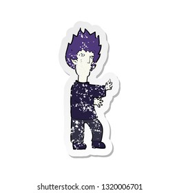 retro distressed sticker of a cartoon vampire man