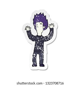 retro distressed sticker of a cartoon vampire