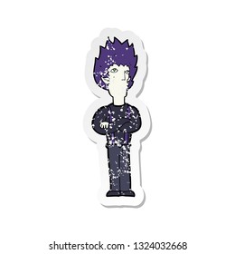 retro distressed sticker of a cartoon vampire man