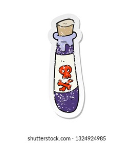 retro distressed sticker of a cartoon vial of poison