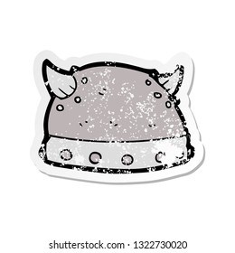 retro distressed sticker of a cartoon viking helmet