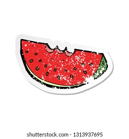 retro distressed sticker of a cartoon watermelon slice