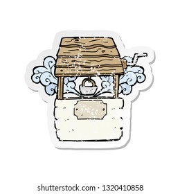 retro distressed sticker of a cartoon well