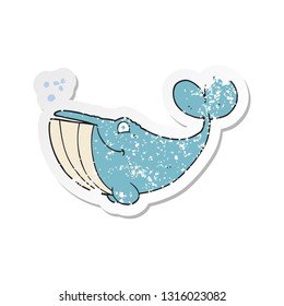 retro distressed sticker of a cartoon whale