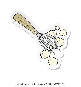 retro distressed sticker of a cartoon whisk