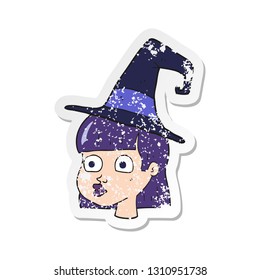 retro distressed sticker of a cartoon witch