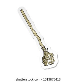 retro distressed sticker of a cartoon witchs broom