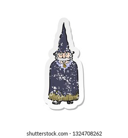 retro distressed sticker of a cartoon wizard