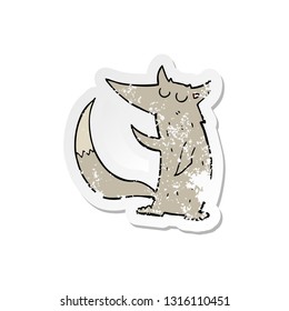 retro distressed sticker of a cartoon wolf