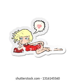 retro distressed sticker of a cartoon woman in night wear