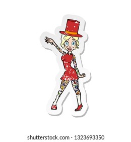 retro distressed sticker of a cartoon woman with tattoos