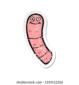 retro distressed sticker of a cartoon worm
