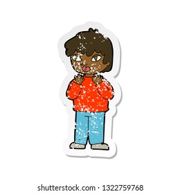retro distressed sticker of a cartoon worried person