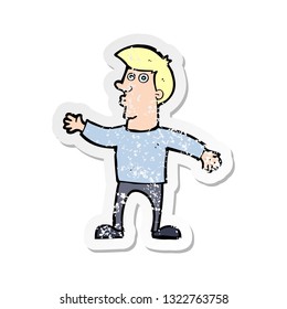 retro distressed sticker of a cartoon worried man