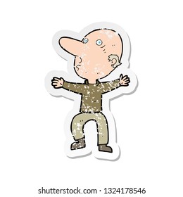 retro distressed sticker of a cartoon worried middle aged man