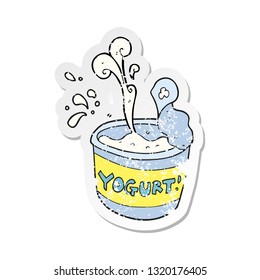 retro distressed sticker of a cartoon yogurt