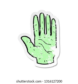 retro distressed sticker of a cartoon zombie hand