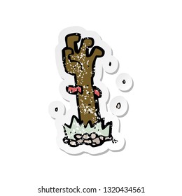 retro distressed sticker of a cartoon zombie hand