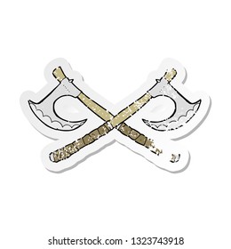 retro distressed sticker of a crossed axes