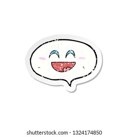 retro distressed sticker of a cute cartoon speech balloon