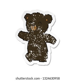retro distressed sticker of a cute cartoon black bear