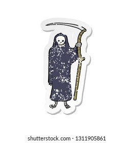 retro distressed sticker of a death cartoon