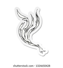 retro distressed sticker of a floral scrollwork