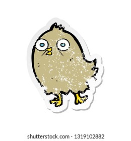 retro distressed sticker of a funny cartoon bird
