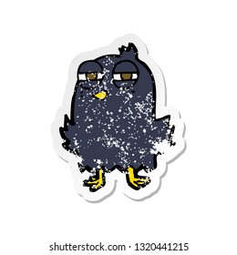 retro distressed sticker of a funny cartoon bird