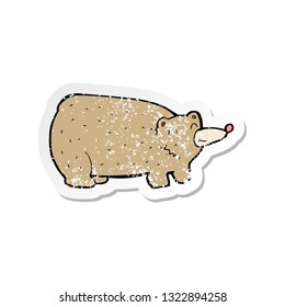 retro distressed sticker of a funny cartoon bear