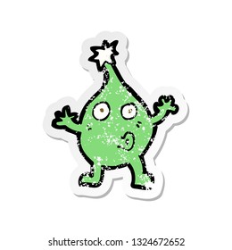 retro distressed sticker of a funny cartoon creature