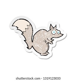 pegatina retro angustiada de una graciosa caricatura de ardilla sorprendida