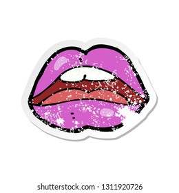 retro distressed sticker of a halloween mouth cartoon symbol