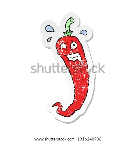 retro distressed sticker of a hot chilli pepper cartoon
