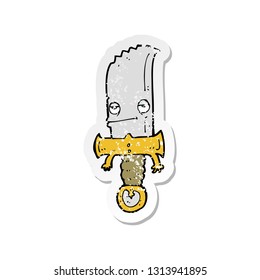 retro distressed sticker of a knife cartoon character