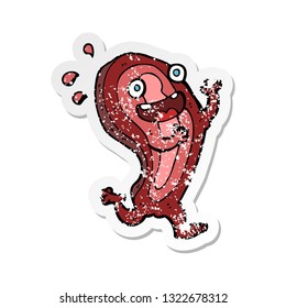 retro distressed sticker of a meat cartoon character