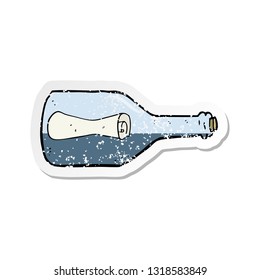 retro distressed sticker of a message in a bottle cartoon