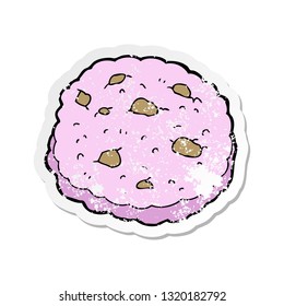 retro distressed sticker of a pink cookie cartoon