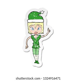 retro distressed sticker of a santas helper cartoon