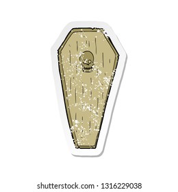 retro distressed sticker of a spooky cartoon coffin