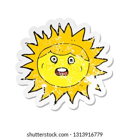 retro distressed sticker of a sun cartoon character