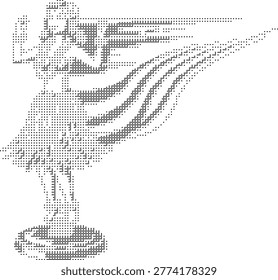 retro dither halftone statue monument character human figure isolated black white art history sculpture memorial classic museum culture person stone