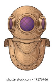 Retro Diver Helmet vector