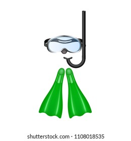 Retro diving goggles with green flippers