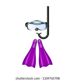 Retro diving goggles with purple flippers